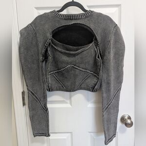 Vintage Y2K Crochet Long Sleeve Crewneck Vest Tank Top 2 Piece